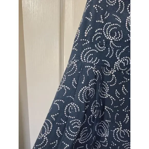 Maeve Anthropologie Blue Tidal Pools Cropped Jumpsuit Overalls, Size Medium - Picture 8 of 15